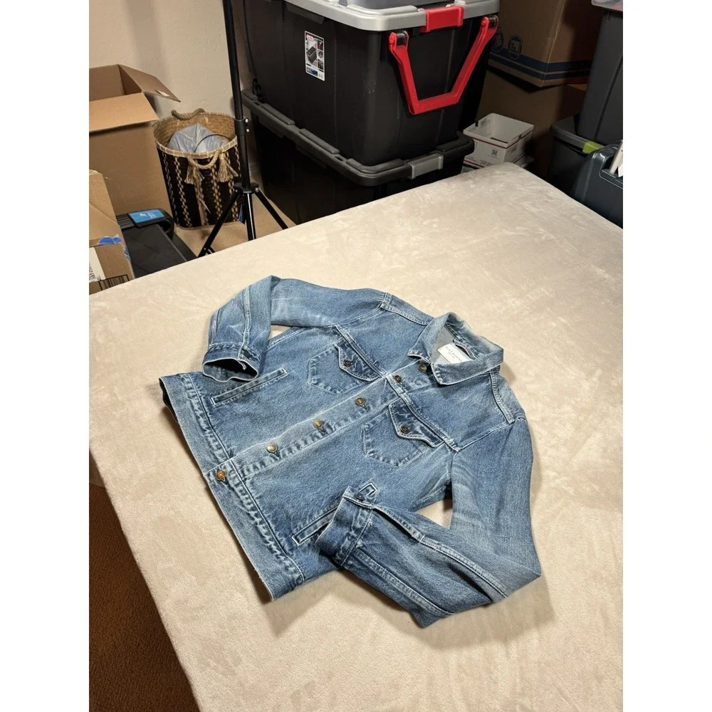 Peter Manning Denim Jacket Size 4 Blue Cotton NICE